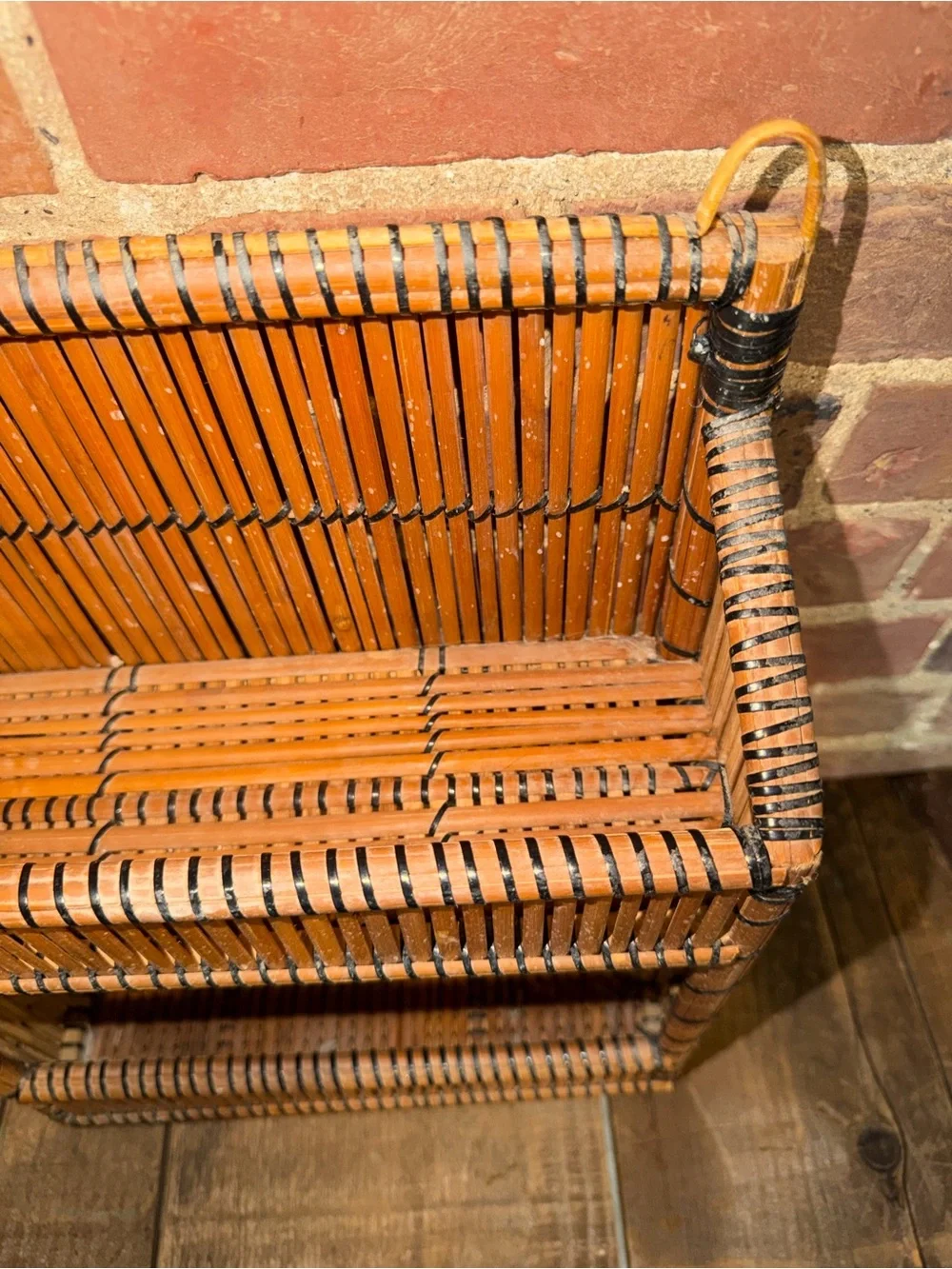 Handwoven Bamboo Spice Rack Organizer Orange Rattan Wall OrganizerThree Tier